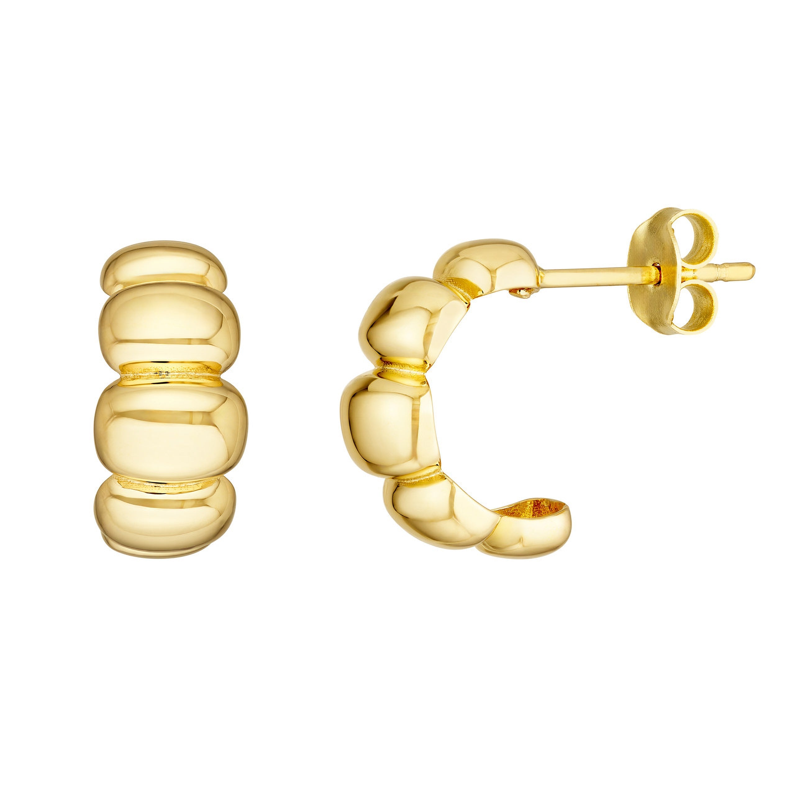 14K gold bubble hoop earrings, modern fine jewelry for everyday wear