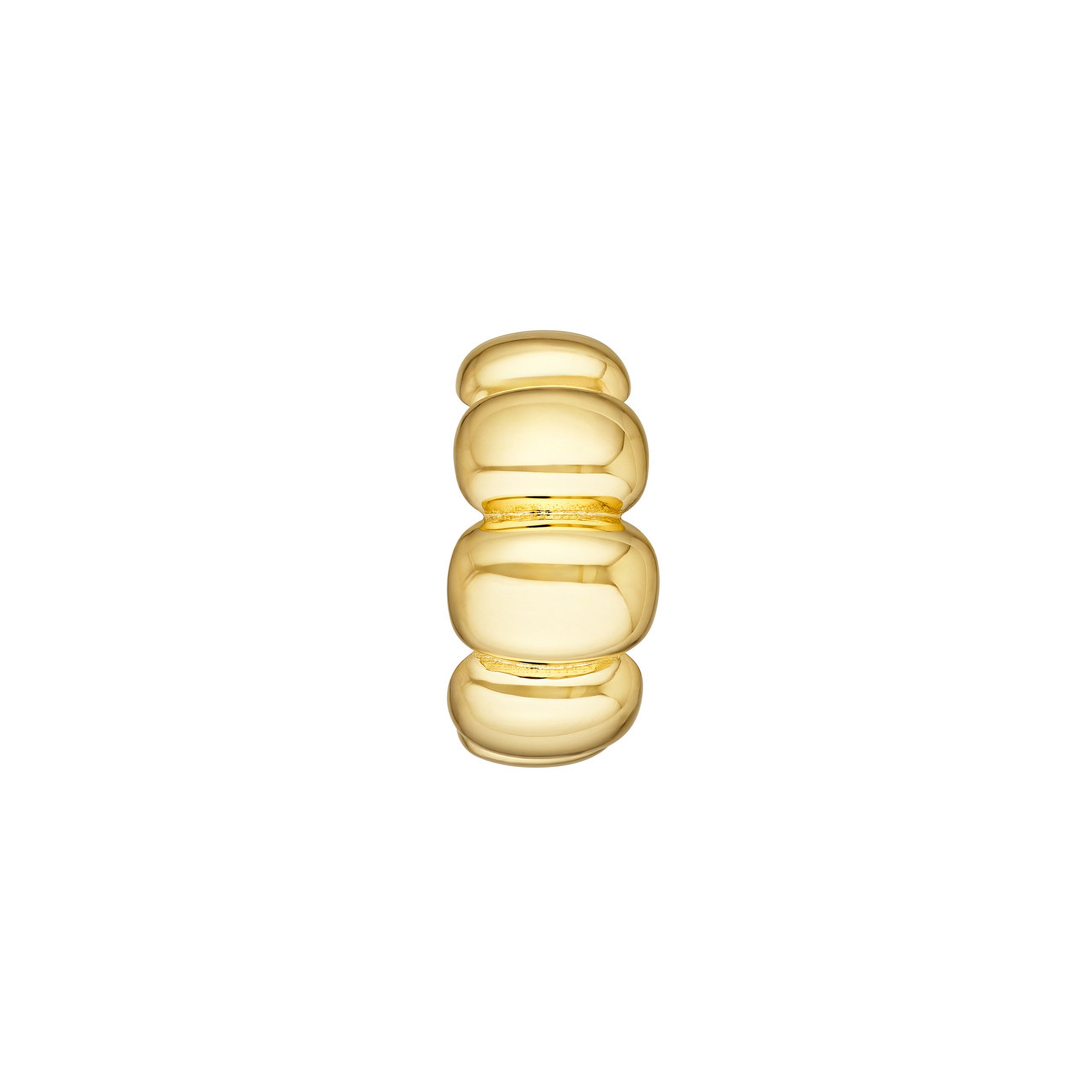 14K gold bead charm with stacked rounded design, perfect for everyday fine jewelry