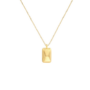 14K gold rectangular pendant necklace with sleek design, perfect for everyday wear