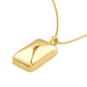 14K gold geometric pendant necklace with sleek, modern design and twisted chain detail