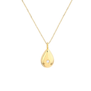 14K gold teardrop necklace with single diamond pendant, timeless fine jewelry for everyday wear