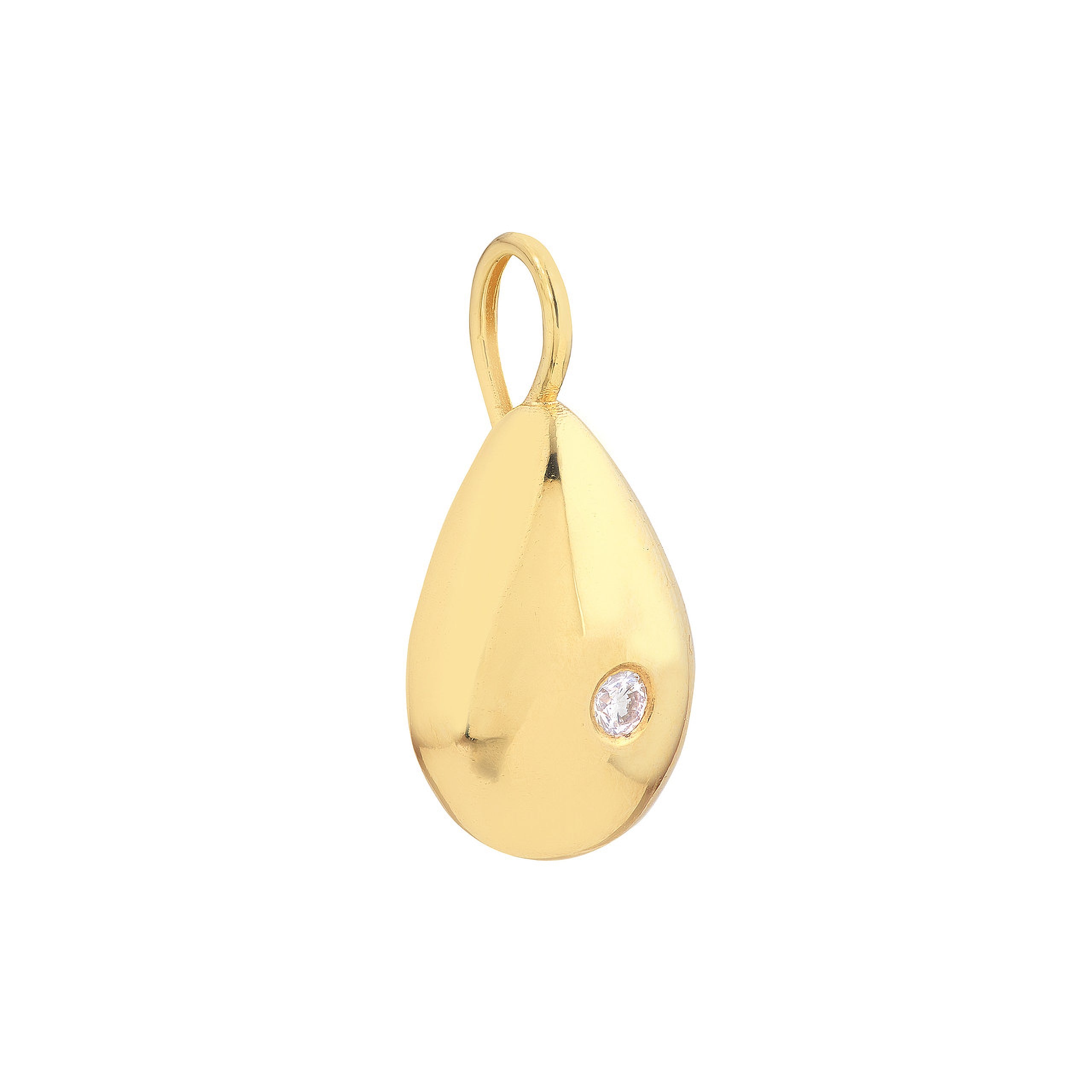 14K gold teardrop pendant with single diamond, timeless fine jewelry piece