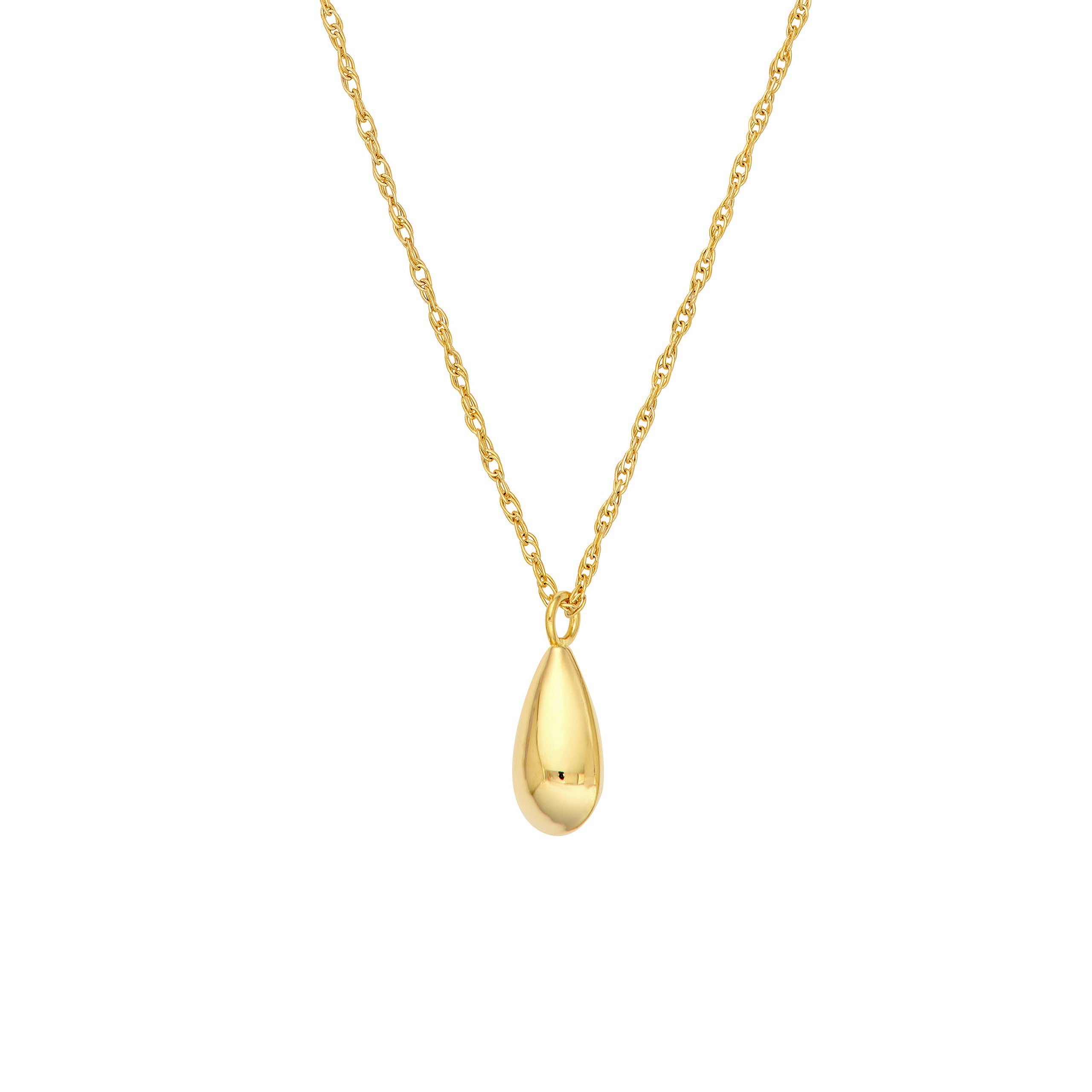 14K gold teardrop pendant necklace with delicate chain, timeless fine jewelry for everyday wear