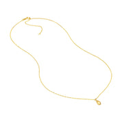 Delicate 14K gold necklace with teardrop pendant, fine chain, and lobster clasp for everyday wear