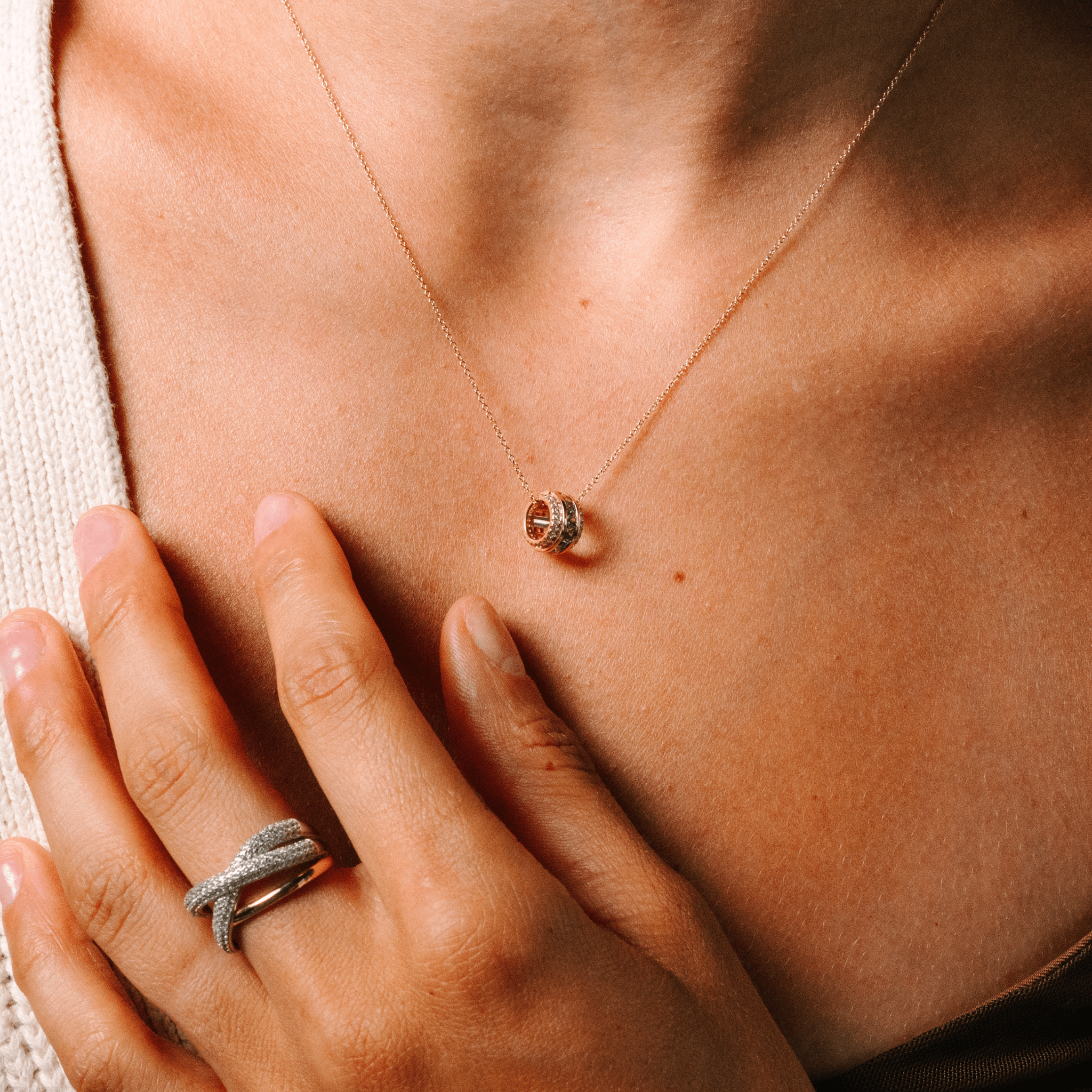 Rainbow Sapphire Cylinder Pendant Necklace