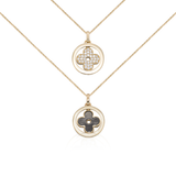 Reversible Diamond and Onyx Clover Pendant Necklace