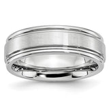 Ridged Edge Satin and Polished 7mm Cobalt Men's Wedding Band
