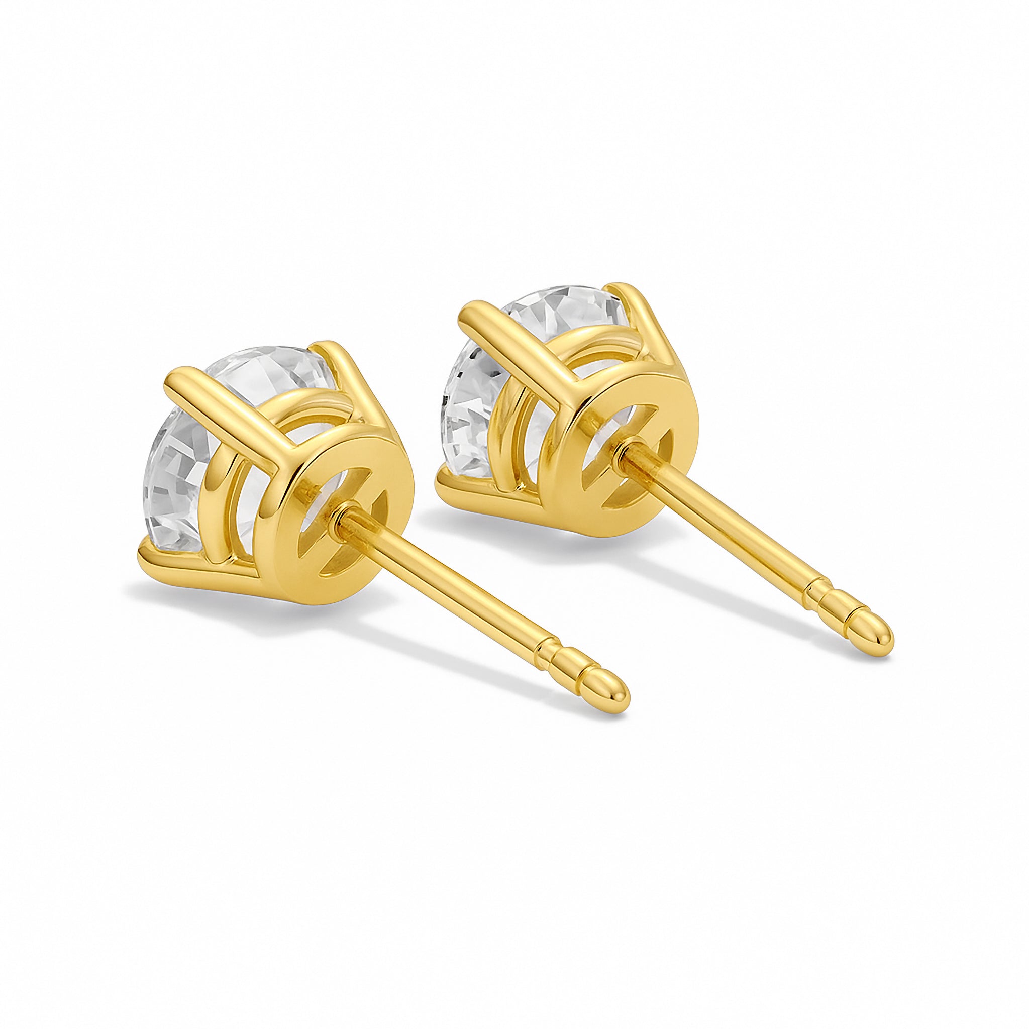 14K gold diamond stud earrings with secure prong setting, timeless fine jewelry for everyday wear