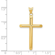 Round Tube Latin Cross Necklace in 14K Yellow Gold