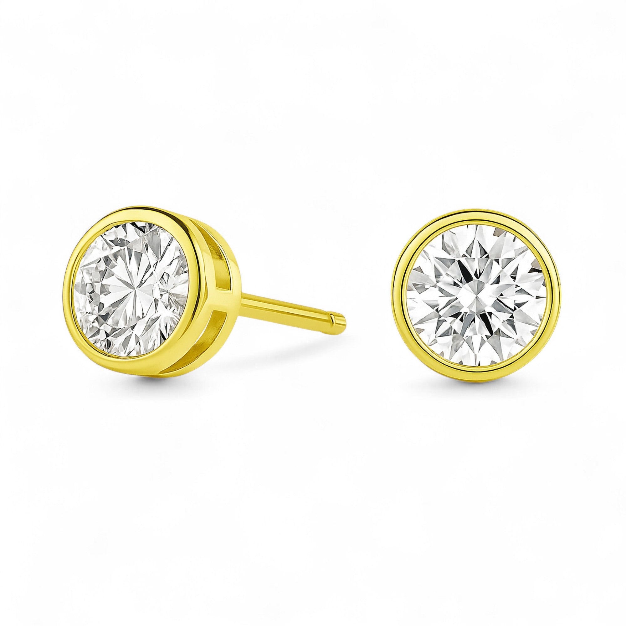 Lab Grown Round Diamond Bezel Stud Earrings