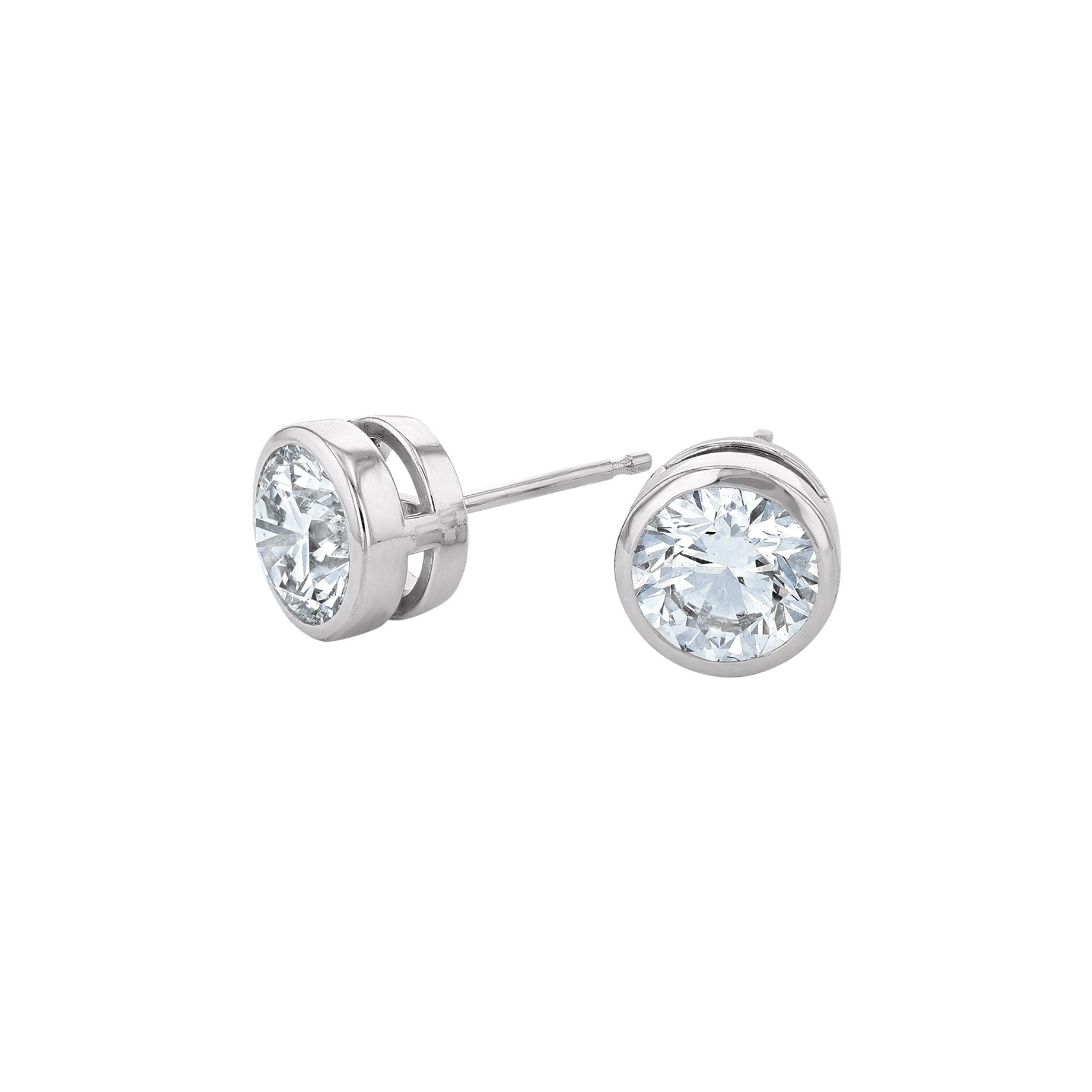 Lab Grown Round Diamond Bezel Stud Earrings