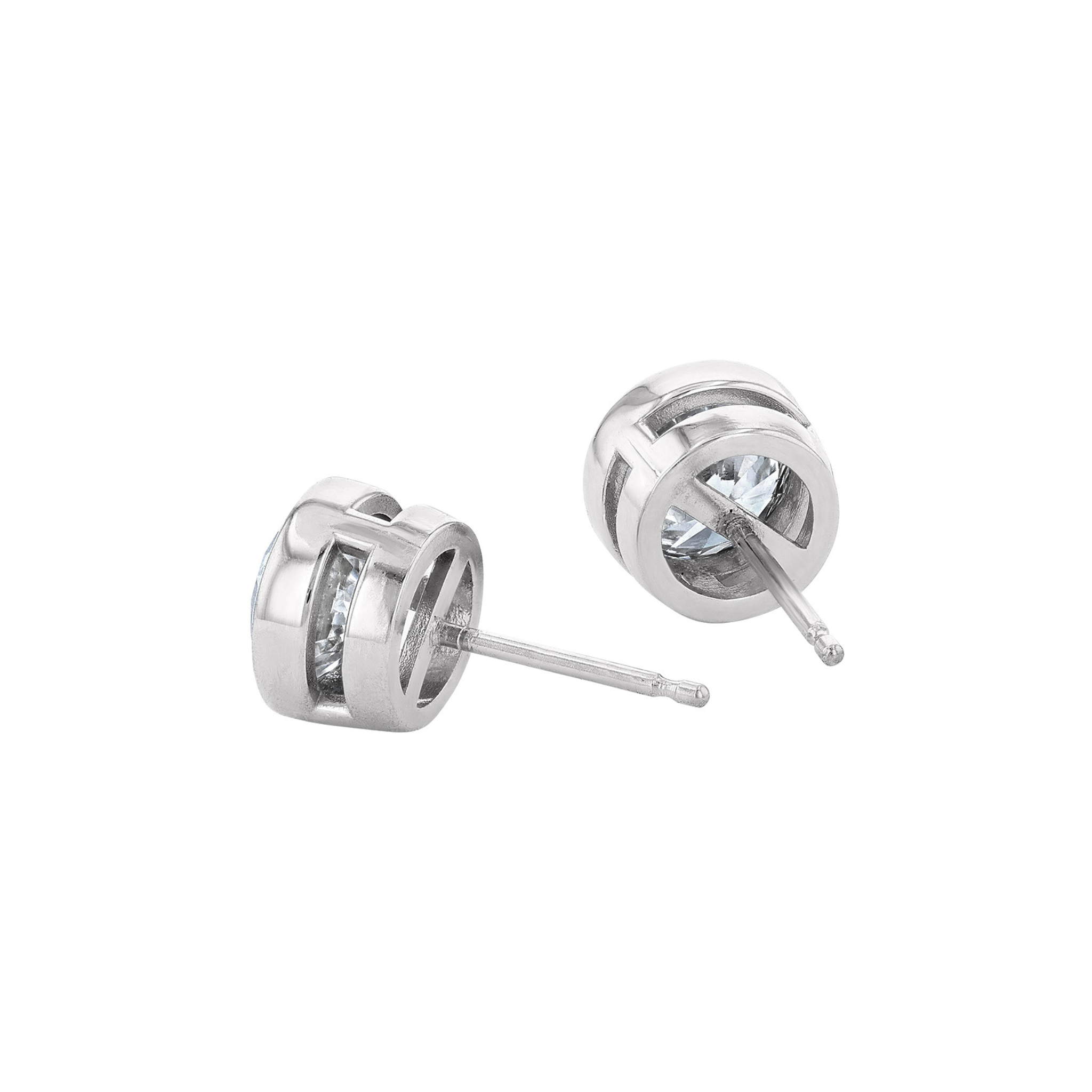 Lab Grown Round Diamond Bezel Stud Earrings