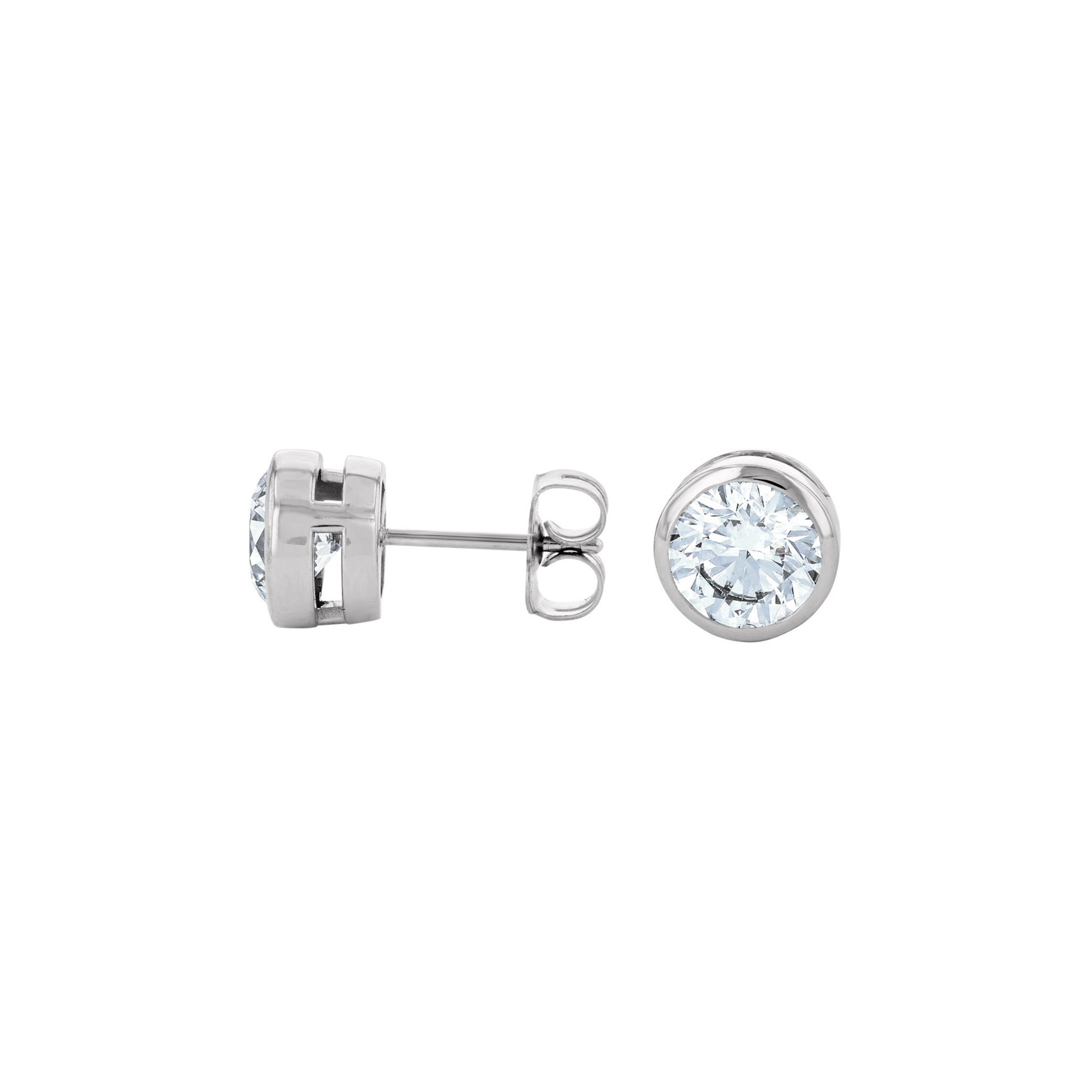 Lab Grown Round Diamond Bezel Stud Earrings