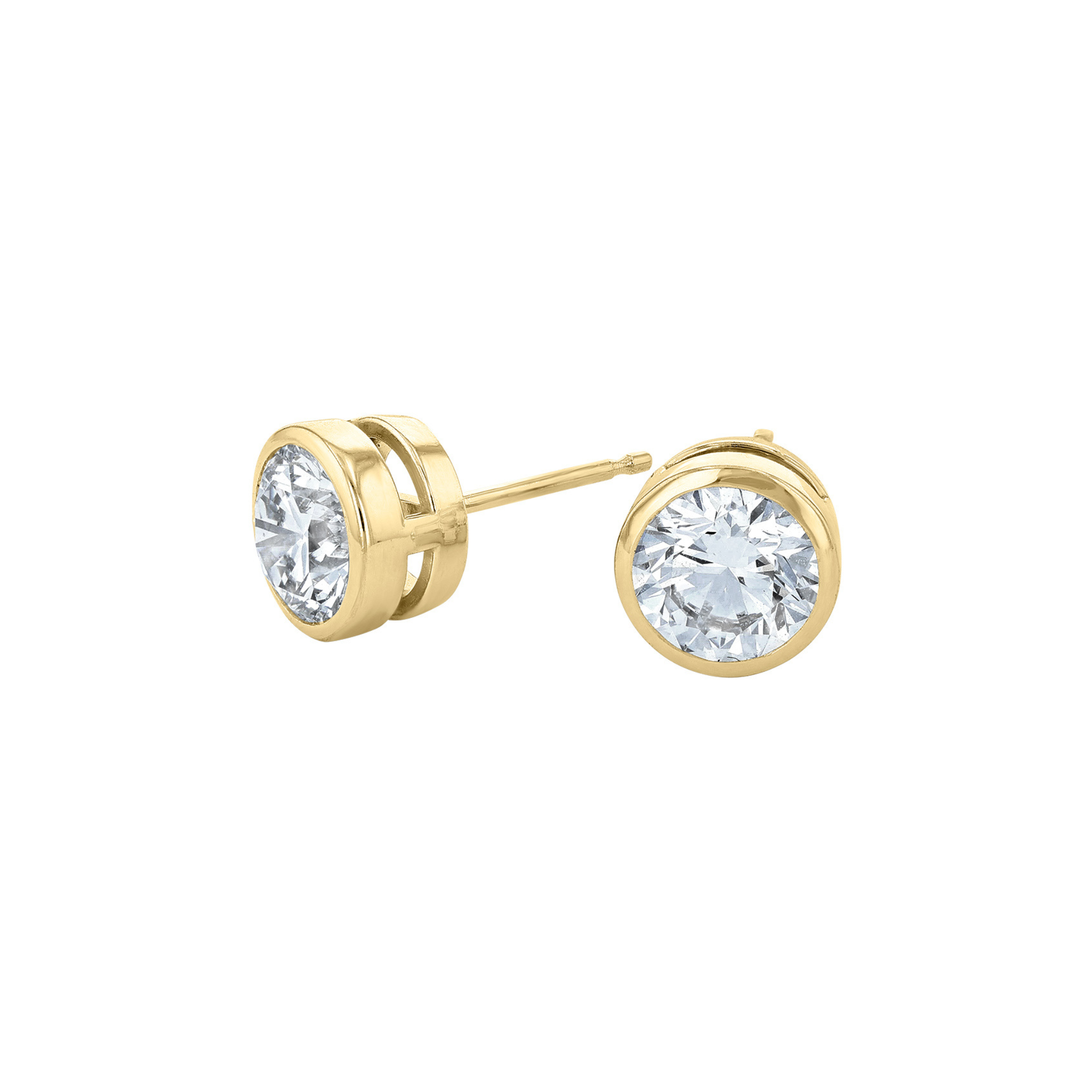 Lab Grown Round Diamond Bezel Stud Earrings