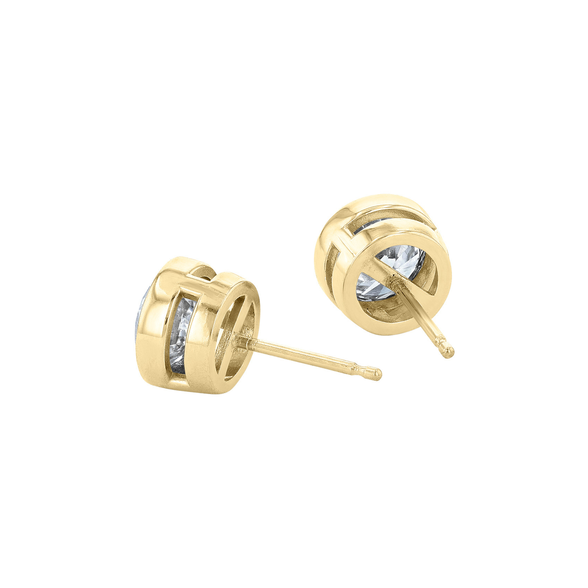 Lab Grown Round Diamond Bezel Stud Earrings