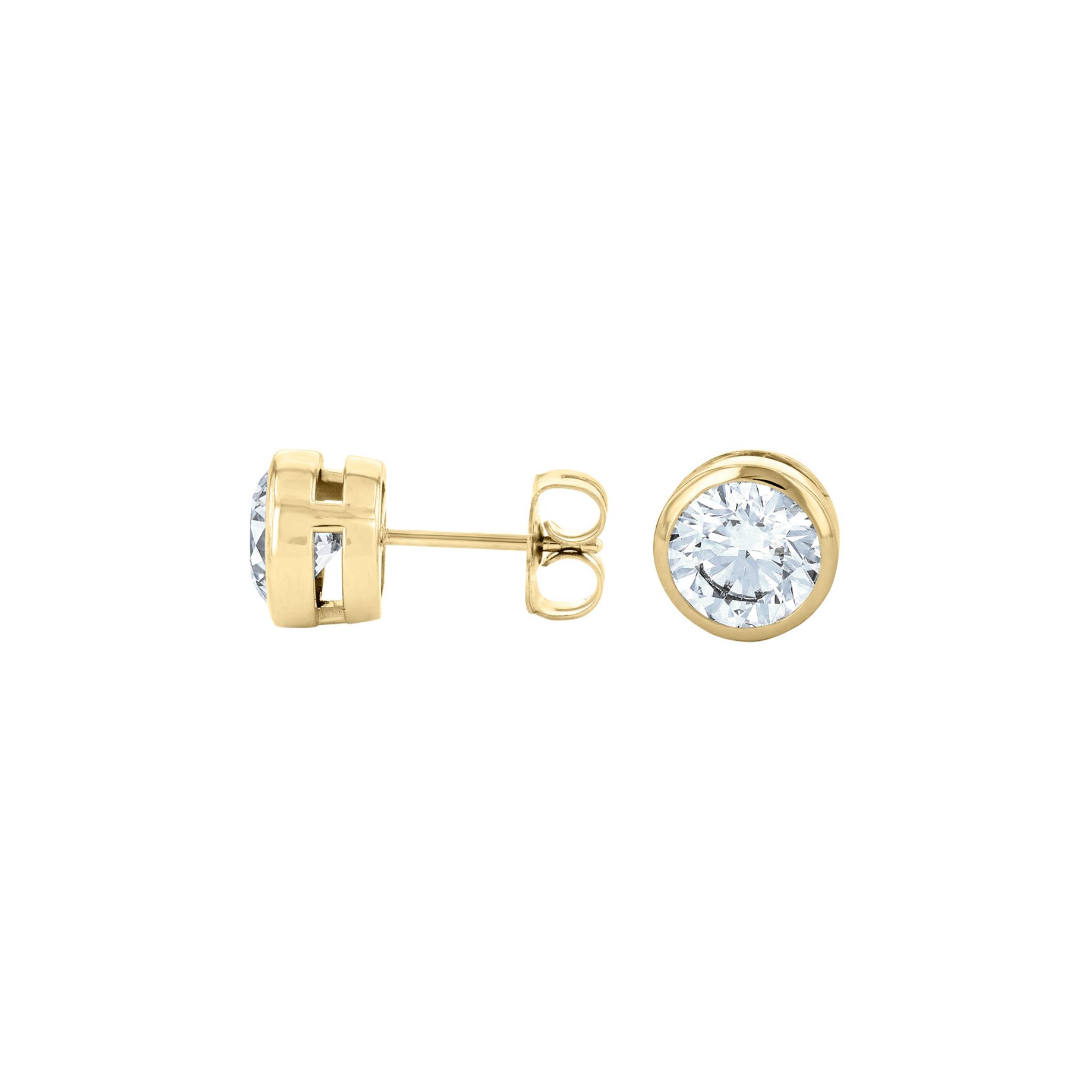 Lab Grown Round Diamond Bezel Stud Earrings