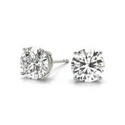 Four-Prong Lab Diamond Stud Earrings in 14k White Gold