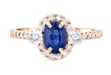 Sapphire Oval Diamond Halo Engagement Ring in 14k Rose Gold (1.60 ct. tw.)