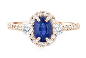 Sapphire Oval Diamond Halo Engagement Ring in 14k Rose Gold (1.60 ct. tw.)