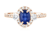 Sapphire Oval Diamond Halo Engagement Ring in 14k Rose Gold (1.60 ct. tw.)