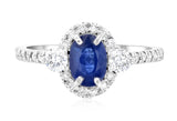 Sapphire Oval Diamond Halo Engagement Ring in 14k White Gold (1.60 ct. tw.)