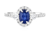 Sapphire Oval Diamond Halo Engagement Ring in 14k White Gold (1.60 ct. tw.)