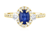 Sapphire Oval Diamond Halo Engagement Ring in 14k Yellow Gold (1.60 ct. tw.)