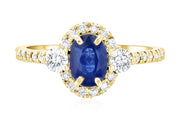 Sapphire Oval Diamond Halo Engagement Ring in 14k Yellow Gold (1.60 ct. tw.)