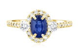 Sapphire Oval Diamond Halo Engagement Ring in 14k Yellow Gold (1.60 ct. tw.)