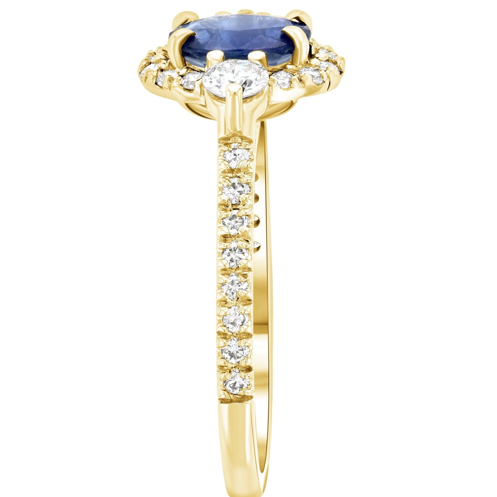 Sapphire Oval Diamond Halo Engagement Ring in 14k Yellow Gold (1.60 ct. tw.)