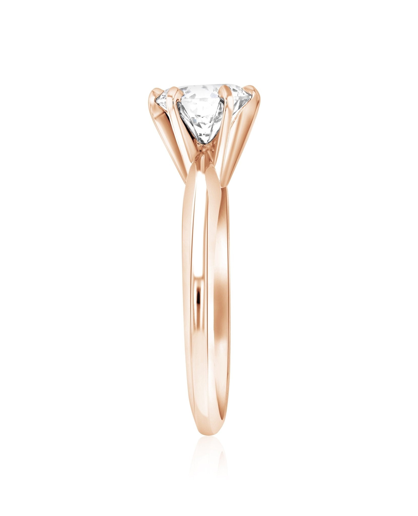 Six-Prong Round Diamond Solitaire Engagement Ring in 14k Rose Gold