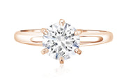 Six-Prong Round Diamond Solitaire Engagement Ring in 14k Rose Gold