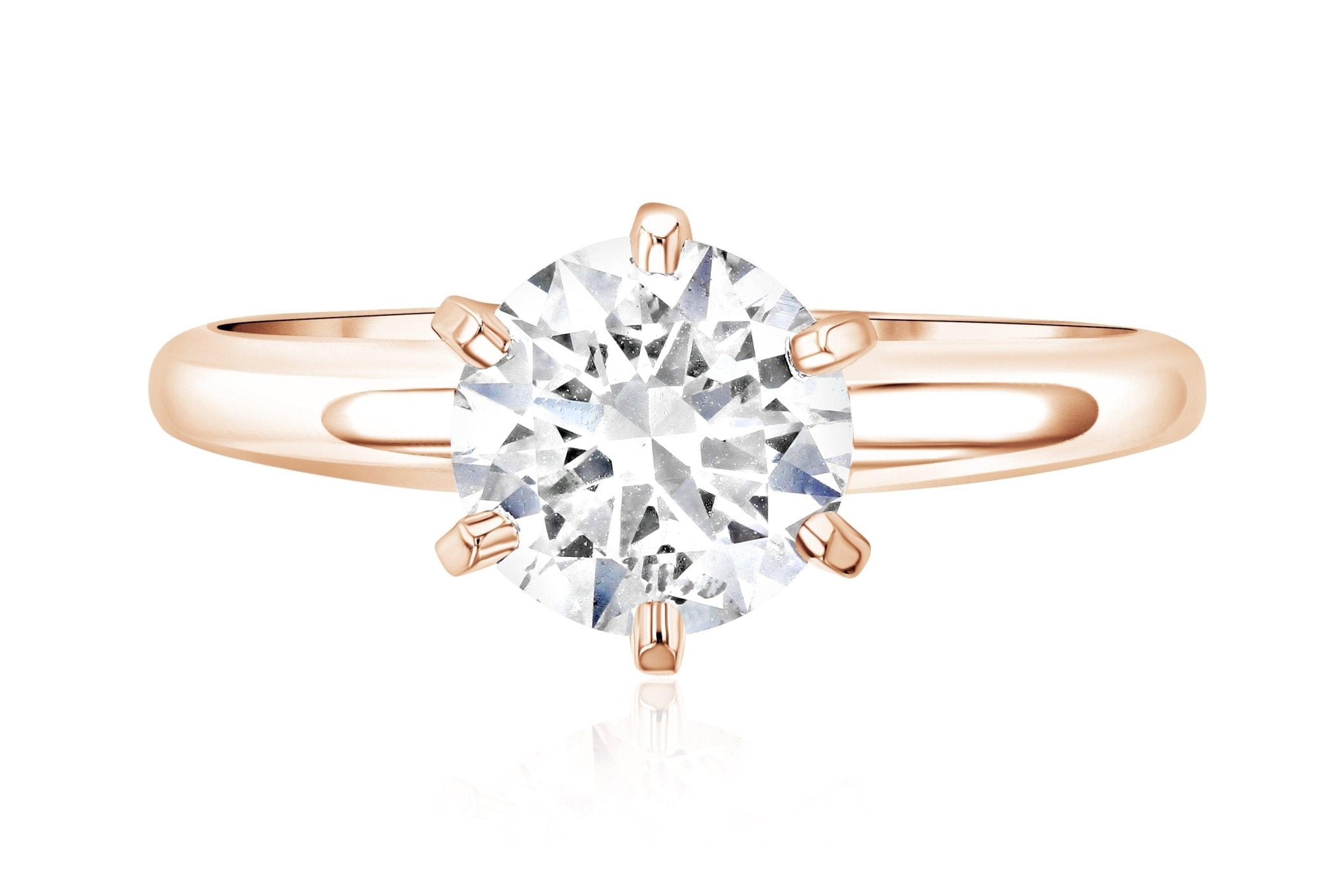 Six-Prong Round Diamond Solitaire Engagement Ring in 14k Rose Gold