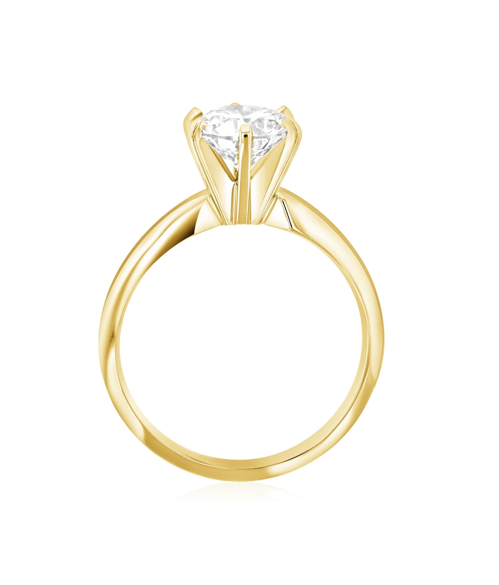 Six-Prong Round Diamond Solitaire Engagement Ring in 14k Yellow Gold