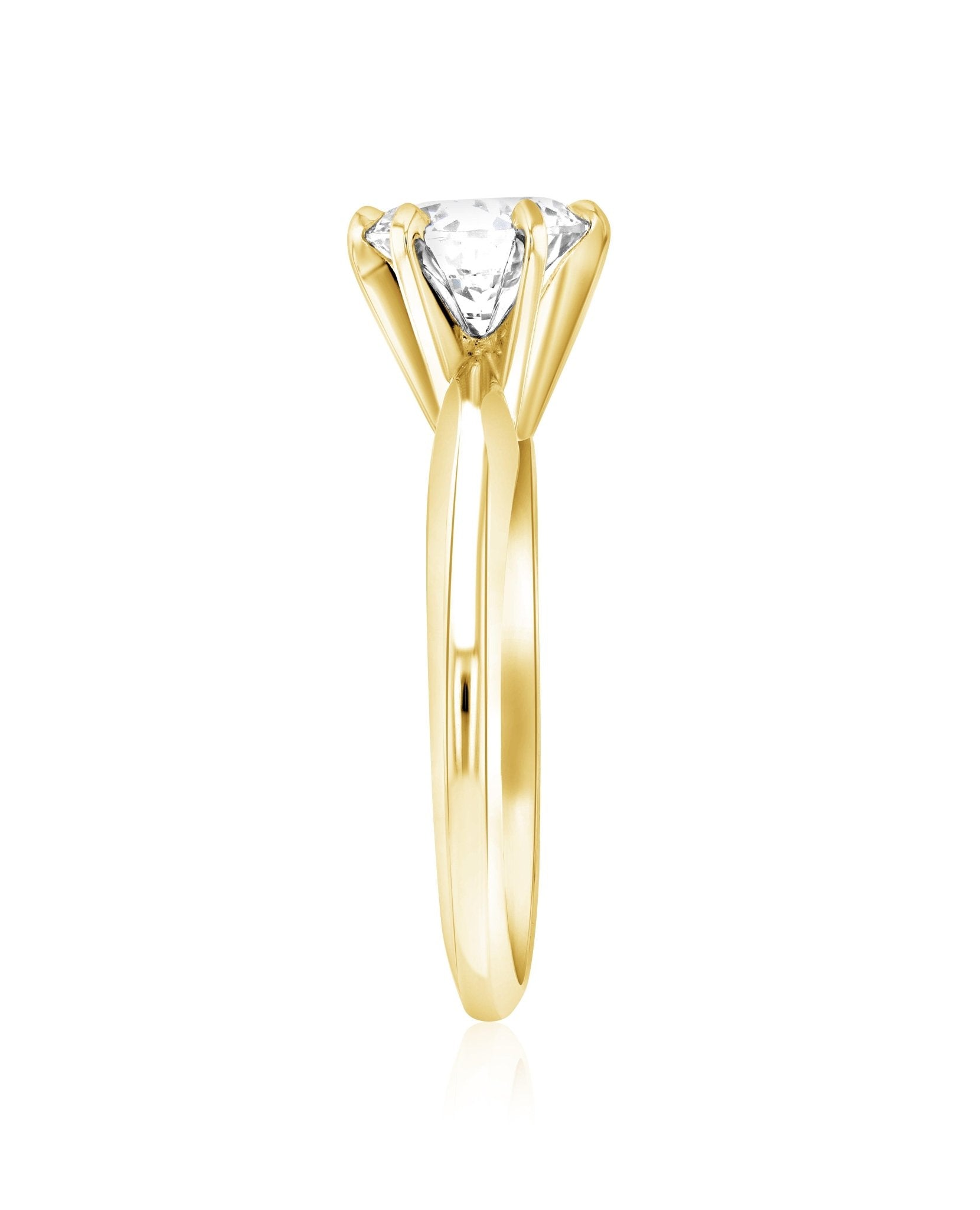 Six-Prong Round Diamond Solitaire Engagement Ring in 14k Yellow Gold