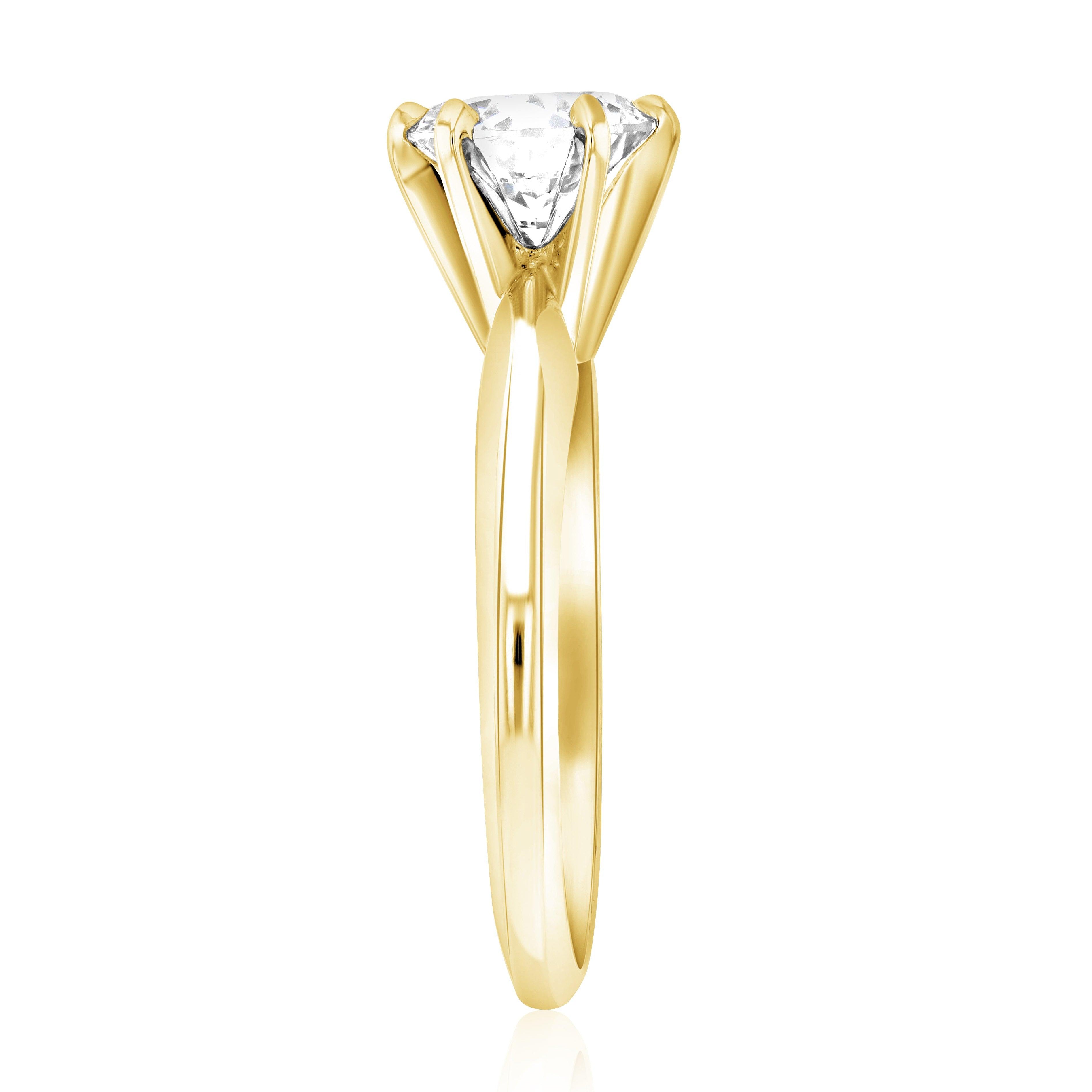 Six-Prong Round Diamond Solitaire Engagement Ring in 14k Yellow Gold - Iris + Mill