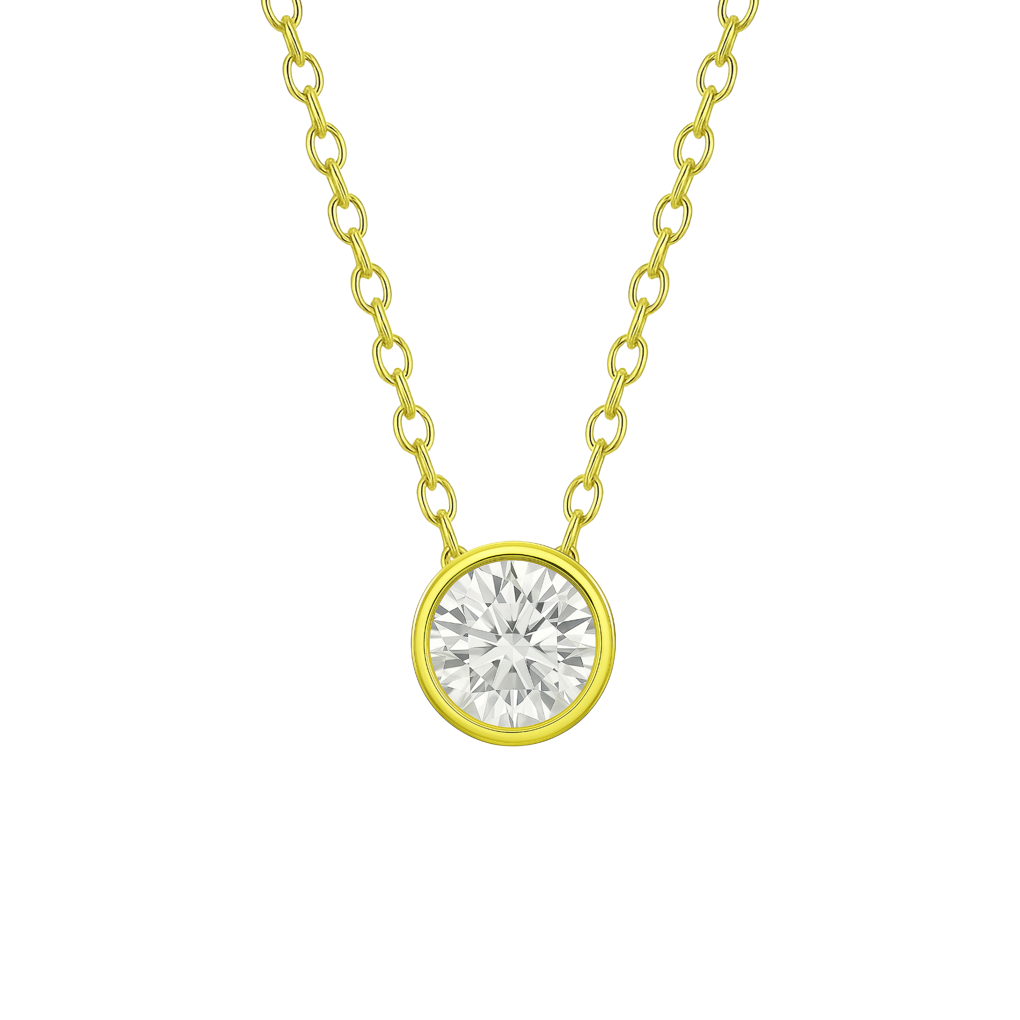 Solitaire Bezel Lab Grown Diamond Pendant Necklace (1 ct.) - Iris + Mill