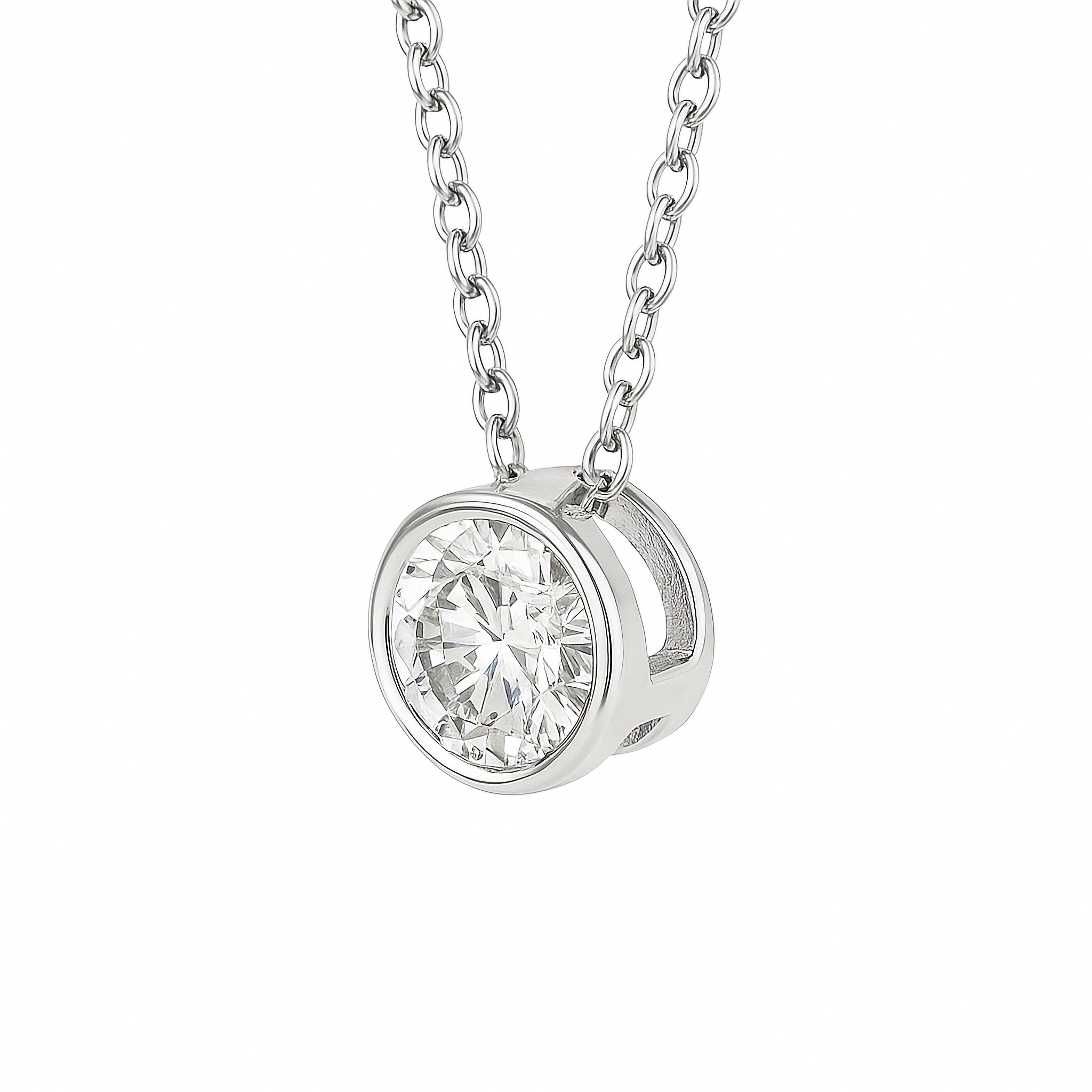 Solitaire Bezel Lab Grown Diamond Pendant Necklace (1 ct.)