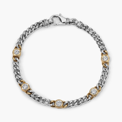 14K gold and silver chain bracelet with diamond accents, timeless fine jewelry for everyday wear