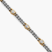 14K gold and silver chain bracelet with round diamond accents, timeless fine jewelry design