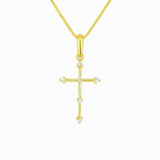 Petite Stationed Diamond Cross Necklace