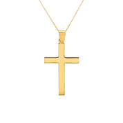 Straight Edge Cross Necklace in 14K Yellow Gold