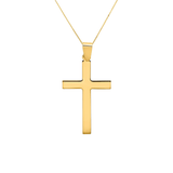 Straight Edge Cross Necklace in 14K Yellow Gold