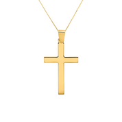 14K gold cross pendant necklace with delicate box chain, timeless fine jewelry for everyday wear