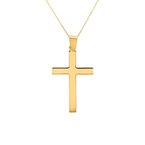 Straight Edge Cross Necklace in 14K Yellow Gold