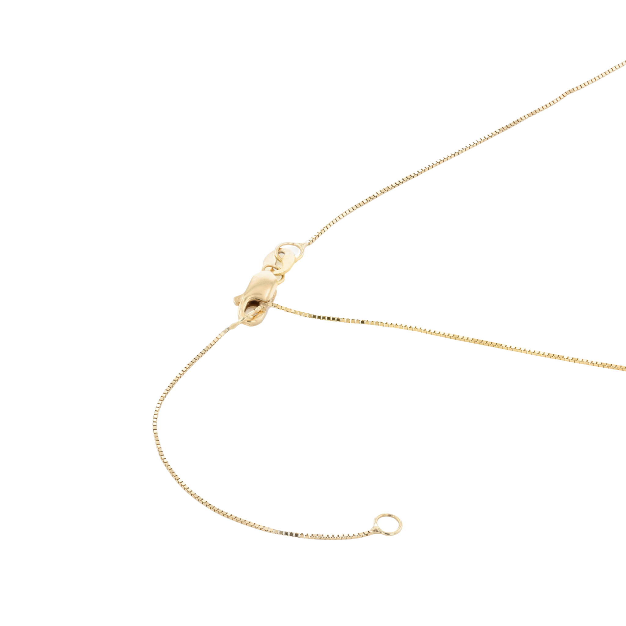 14K gold box chain necklace with lobster clasp, adjustable length for everyday wear