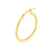 14K gold hoop earring with secure latch, timeless fine jewelry for everyday wear