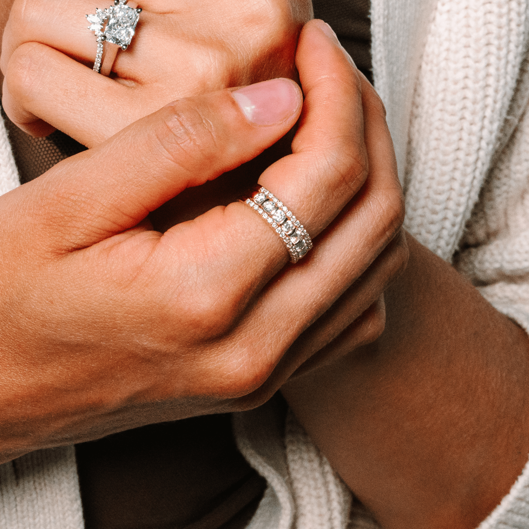 Three-Row Diamond Ring