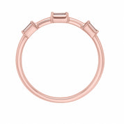 14K rose gold ring with three baguette diamonds, timeless fine jewelry design
