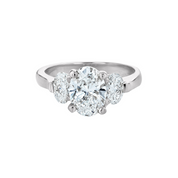 Three-stone oval diamond engagement ring in 14K white gold, timeless fine jewelry design